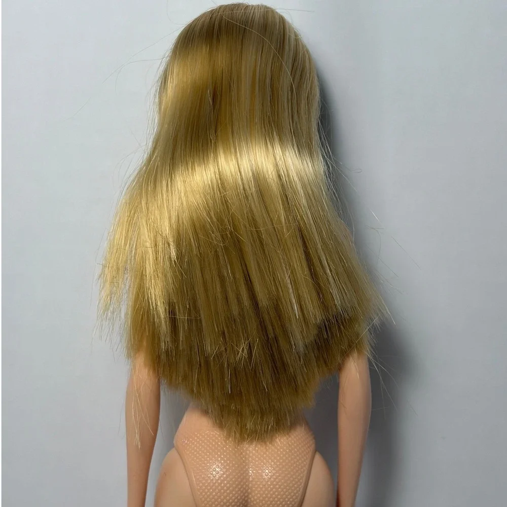 Vintage Mattel Barbie Doll Blonde Hair Bangs Blue Eyes Purple Eyeshadow Nude